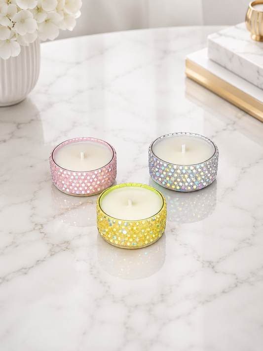 Fruity Cereal Tealight Scented Bling Candles Luxury Soy Wax Trio