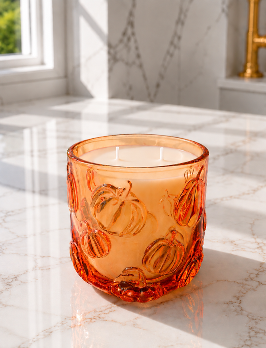 Autumn Halloween Glass Pumpkins Luxury Soy Wax Candle
