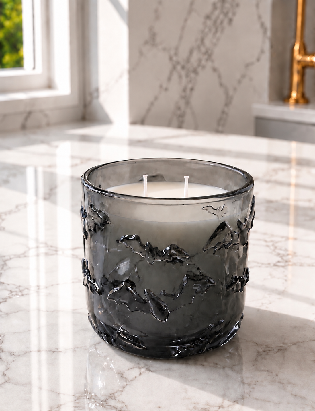 Autumn Halloween Glass Bats Luxury Soy Wax Candle